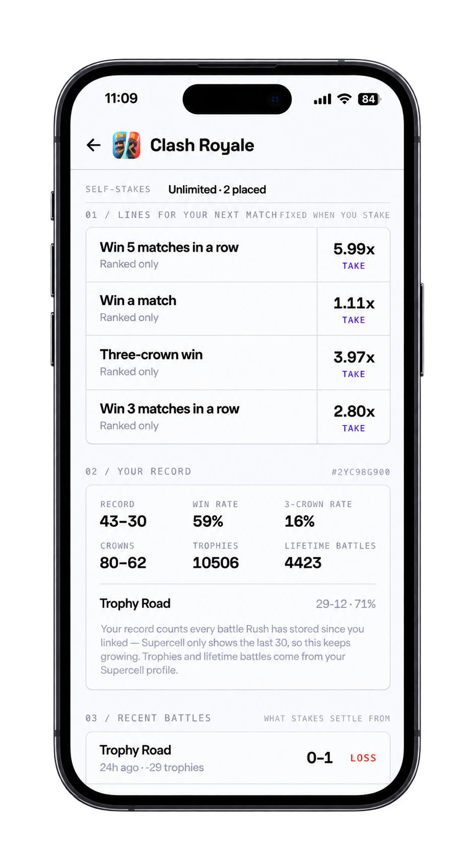 Rush app — Pick your target